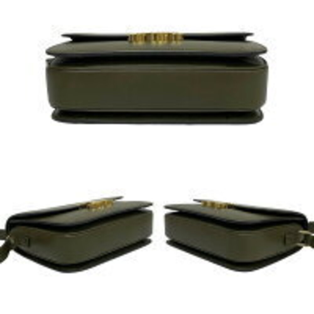 Celine Triomphe logo leather Shoulder Bag sacoche Khaki Green - Picture 6 of 8